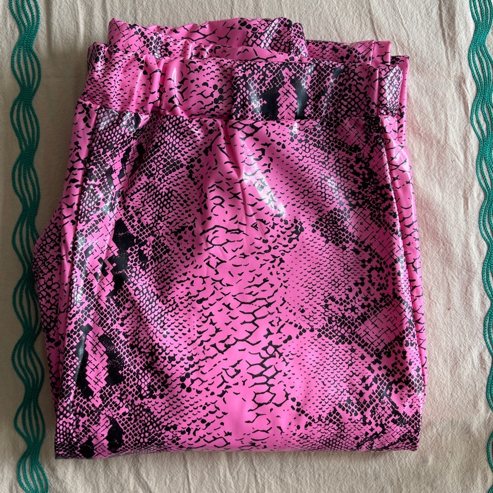 Pink snake skin pants